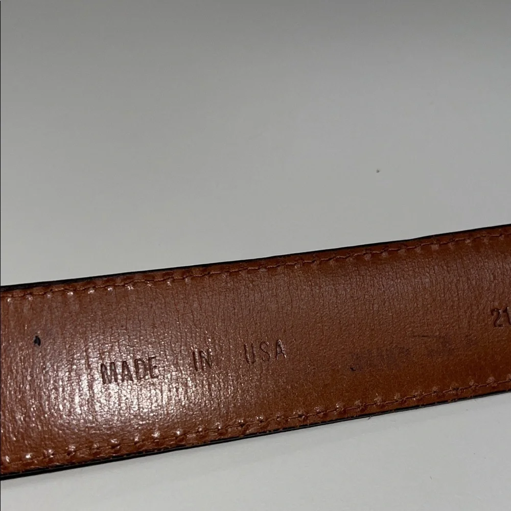 Polo by Ralph Lauren Croc-Embossed Brown Leather Belt with Silver Buckle 42